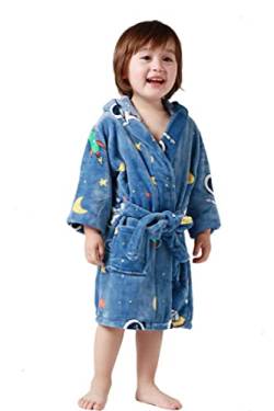 Taigood Kinder Bademantel Jungen Mädchen Hoodie Roben Kleinkind weichen Pyjamas Nachtwäsche- Gr. 2-3 Jahre, Mondlicht Raum von Taigood