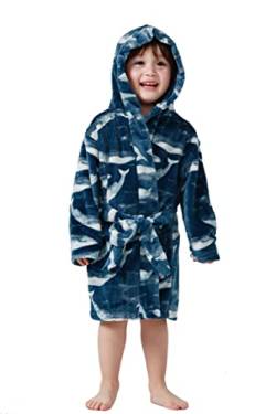 Taigood Kinder Bademantel Jungen Mädchen Hoodie Roben Kleinkind weichen Pyjamas Nachtwäsche- Gr. 2-3 Jahre, Ozean Wal von Taigood