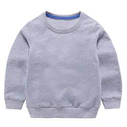 Taigood Kinder Pullover für Jungen Baumwolle Sweatshirt Langarm T Shirts Pullover Herbst Winter Alter 1-7 Jahre Grau 110cm/3-4Jahre von Taigood