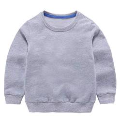 Taigood Kinder Pullover für Jungen Baumwolle Sweatshirt Langarm T Shirts Pullover Herbst Winter Alter 1-7 Jahre Grau 130cm/5-6Jahre von Taigood