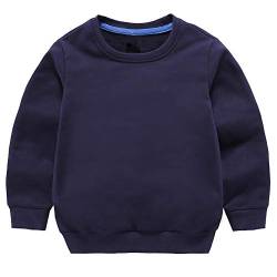 Taigood Kinder Pullover für Jungen Baumwolle Sweatshirt Langarm T Shirts Pullover Herbst Winter Alter 1-7 Jahre Navy blau 100cm/2-3Jahre von Taigood