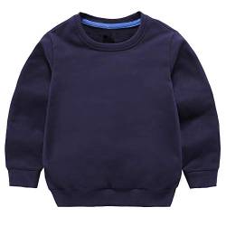 Taigood Kinder Pullover für Jungen Baumwolle Sweatshirt Langarm T Shirts Pullover Herbst Winter Alter 1-7 Jahre Navy blau 110cm/3-4Jahre von Taigood