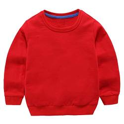 Taigood Kinder Pullover für Jungen Baumwolle Sweatshirt Langarm T Shirts Pullover Herbst Winter Alter 1-7 Jahre Rot 110cm/3-4Jahre von Taigood