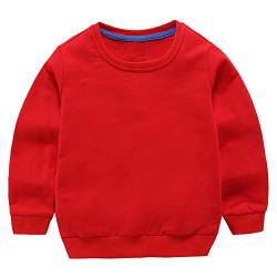 Taigood Kinder Pullover für Jungen Baumwolle Sweatshirt Langarm T Shirts Pullover Herbst Winter Alter 1-7 Jahre Rot 130cm/5-6Jahre von Taigood