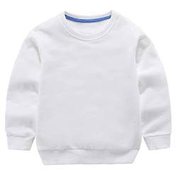 Taigood Kinder Pullover für Jungen Baumwolle Sweatshirt Langarm T Shirts Pullover Herbst Winter Alter 1-7 Jahre Weiß 100cm/2-3Jahre von Taigood