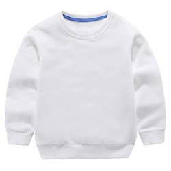 Taigood Kinder Pullover für Jungen Baumwolle Sweatshirt Langarm T Shirts Pullover Herbst Winter Alter 1-7 Jahre Weiß 120cm/4-5Jahre von Taigood