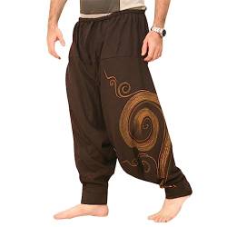 Taigood Männer Pluderhosen Bequeme elastische Taillenhosen Fashion Solid Color Casual Yoga Hippies Hosen Brown Größe XL von Taigood
