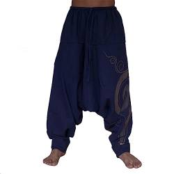 Taigood Männer Pluderhosen Bequeme elastische Taillenhosen Fashion Solid Color Casual Yoga Hippies Hosen Dunkelblau Größe 2XL von Taigood