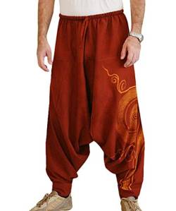 Taigood Männer Pluderhosen Bequeme elastische Taillenhosen Fashion Solid Color Casual Yoga Hippies Hosen Rot Größe M von Taigood