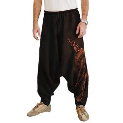 Taigood Männer Pluderhosen Bequeme elastische Taillenhosen Fashion Solid Color Casual Yoga Hippies Hosen Schwarz Größe S von Taigood