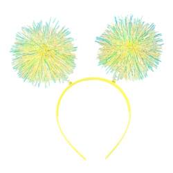 Tainrunse Einzigartiges Haarband-Design, helles Haarband, Seiden-Stirnband, funkelnde Folienstreifen, handgefertigtes Haar-Accessoire für Cosplay-Partys, Geburtstage, Gelb von Tainrunse