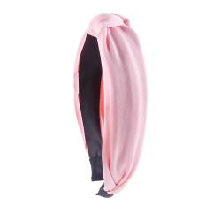 Tainrunse Pelziges Haarband mit breiter Krempe, geknotetes Haarband für Damen, Bonbonfarben, Stoff, elastisches Stirnband, breites Haarband, Haar-Accessoire, Rosa von Tainrunse