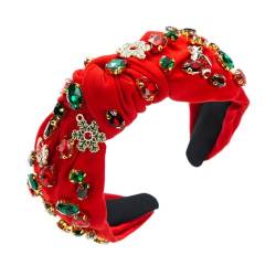 Tainrunse Schneeflocken-Stirnband, festliches Weihnachts-Haarband, Strass, Kunstkristall, geknotet, für Damen, Urlaub, Haarschmuck, Rot von Tainrunse