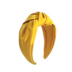 Tainrunse Stirnband Große Knoten Stoff Wrap Stirnband Einfarbig Haar Dekor Gelb von Tainrunse