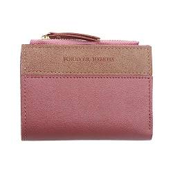 Tainrunse Tragbare Frauen Brieftasche Mini Kurze Multi-Slots Kreditkarte Halter Zipper Schlanke Brieftasche Geldbörse Geld Fall Rosenrot von Tainrunse