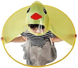 Kinder Regenmantel Cartoon Duck Regenmantel und Regenschirm Hut Wasserdichtes UFO für Baby Mädchen und Jungen Poncho Regenhut (Yellow, S) von TaissBocco