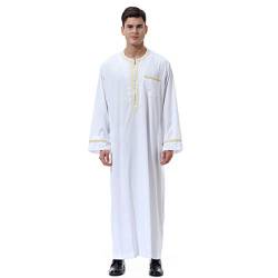 TaissBocco Männer Muslim Arabische Robe Männer Langarm Rundhalsausschnitt Robe Abaya Islamische Robe(S, F1) von TaissBocco