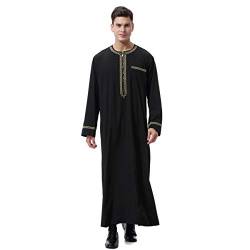 TaissBocco Männer Muslim Arabische Robe Männer Langarm Rundhalsausschnitt Robe Abaya Islamische Robe(S, F2) von TaissBocco