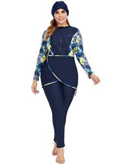 TaissBocco Muslimische Badeanzüge für Frauen Lange Ärmel Modest Bademode Islamisch Arabisch Schwimmkostüm Burkini (3XL, T4) von TaissBocco