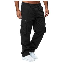 Take Idea Herren Cargohose Regular Fit Einfarbig Straight Breite Freizeithose Funktioneller-Stil Cargo Jogginghose Tactical Outdoorhose Mit Vielen Taschen Shot Sport Campinghose, Schwarz, XXL von Take Idea