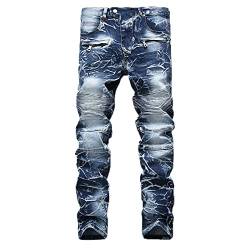 Take Idea Herren Jeans Hose Slim Fit Retro-Lokstil Lange Jeanshose FüR MäNner Coole Jungen Stretch Freizeithose Winter Basic Hi-Street Distressed Jogger Jean Hose von Take Idea