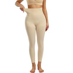 Takusun Damen Nahtlose High Waist Target Firm Control Shapewear Compression Leggings Butt Lift Oberschenkel Slimmer Pants - Beige - X-Groß von Takusun