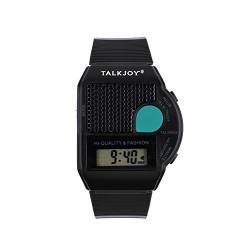 TalkJoy Sprechende Armbanduhr Sprachfunktion Uhrzeit Ansage Zeitansage schwarz Wecker Blindenuhr Seniorenuhr Digitale LCD von TalkJoy