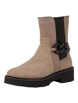 Tamaris COMFORT Damen Chelsea Boots aus Leder mit Reißverschluss Comfort Fit, Braun (Taupe), 40 EU von Tamaris