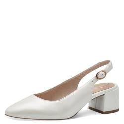 Tamaris COMFORT Damen Slingpumps aus Leder Elegant, Weiß (Pearlized), 37 EU von Tamaris