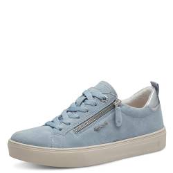 Tamaris COMFORT Damen Sneaker flach aus Leder mit Reißverschluss, Blau (Sky Suede), 38 EU von Tamaris