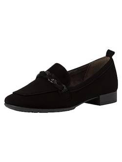 Tamaris Comfort Damen Loafer ohne Absatz aus Leder Business Slippers Comfort Fit, Schwarz (Black), 38 EU von Tamaris