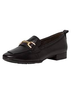 Tamaris Comfort Damen Loafer ohne Absatz aus Leder Business Slippers Comfort Fit, Schwarz (Black Nappa), 37 EU von Tamaris