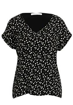 Tamaris Damen AOP Drop Shoulder T-Shirt mit V-Ausschnitt ALICANTE Schwarz XL von Tamaris