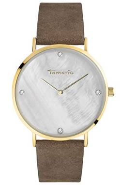 Tamaris Damen Analog Japanisches Quarzwerk Uhr mit Leder Armband TW009 von Tamaris