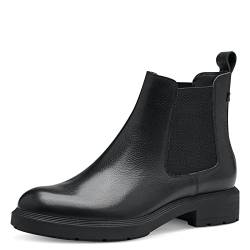 Tamaris Damen Ankle Boots, Frauen Stiefeletten,halbstiefel,Kurzstiefel,uebergangsschuhe,uebergangsstiefel,flach,Boots,Black Leather,38 EU von Tamaris