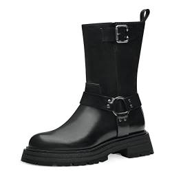 Tamaris Damen Biker Boots, Frauen Stiefeletten,Kurzstiefel,uebergangsschuhe,uebergangsstiefel,flach,Boots,Stiefel,Bootee,Booties,Black,39 EU von Tamaris