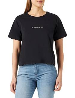 Tamaris Damen Cropped Slogan T-Shirt ARLON Schwarz S von Tamaris