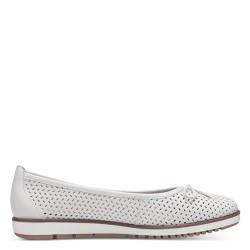 Tamaris Damen Klassische Ballerinas, Frauen Flats,Ballet-Flats,flach,Ausgehschuhe,Abendschuhe,Slip-ons,Freizeitschuhe,White Leather,40 EU von Tamaris