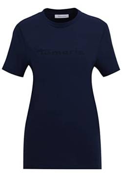 Tamaris Damen Rundhalsausschnitt Logo T-Shirt AALEN Blau L von Tamaris