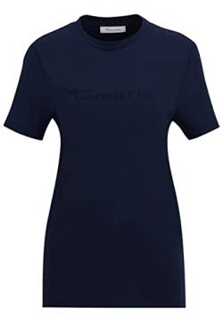 Tamaris Damen Rundhalsausschnitt Logo T-Shirt AALEN Blau XL von Tamaris