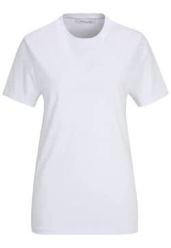 Tamaris Damen Rundhalsausschnitt plain T-Shirt ADRIA Weiß S von Tamaris