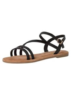 Tamaris Damen Sandalen Leder Sommer; BLACK GLAM/schwarz; 38 EU von Tamaris