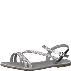 Tamaris Damen Sandalen Leder Sommer; SILVER GLAM/metallic; 41 EU von Tamaris