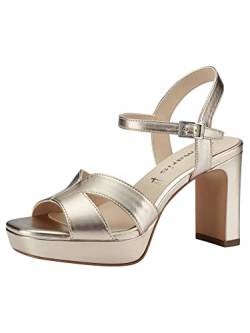 Tamaris Damen Sandaletten, Frauen Sandalen,TOUCHit-Fußbett,offene schuhe,strandschuhe,high heels,stilettos,hoher absatz,LIGHT GOLD,41 EU von Tamaris