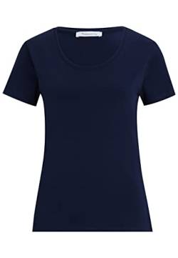 Tamaris Damen Slim T-Shirt mit tiefem Nackenausschnitt ALBA Blau S von Tamaris