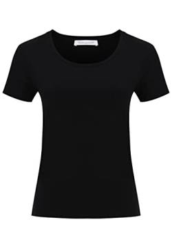 Tamaris Damen Slim T-Shirt mit tiefem Nackenausschnitt ALBA Schwarz XS von Tamaris