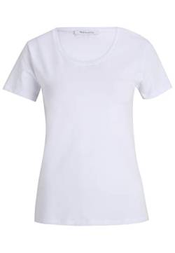 Tamaris Damen Slim T-Shirt mit tiefem Nackenausschnitt ALBA Weiß M von Tamaris