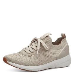 Tamaris Damen Sneaker Low Textile Vegan; IVORY METALLIC/beige; 37 von Tamaris