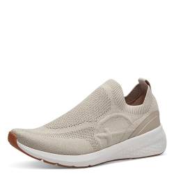 Tamaris Damen Sneaker Slip On Textile Vegan; IVORY METALLIC/beige; 39 von Tamaris