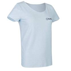 TanMeOn Durchbräunendes Damen T-Shirt tailliert, T-Shirt braun Werden. Farben: Weiss und Blau, Größen: S, M, L, XL, XXL (Hellblau, L) von TanMeOn